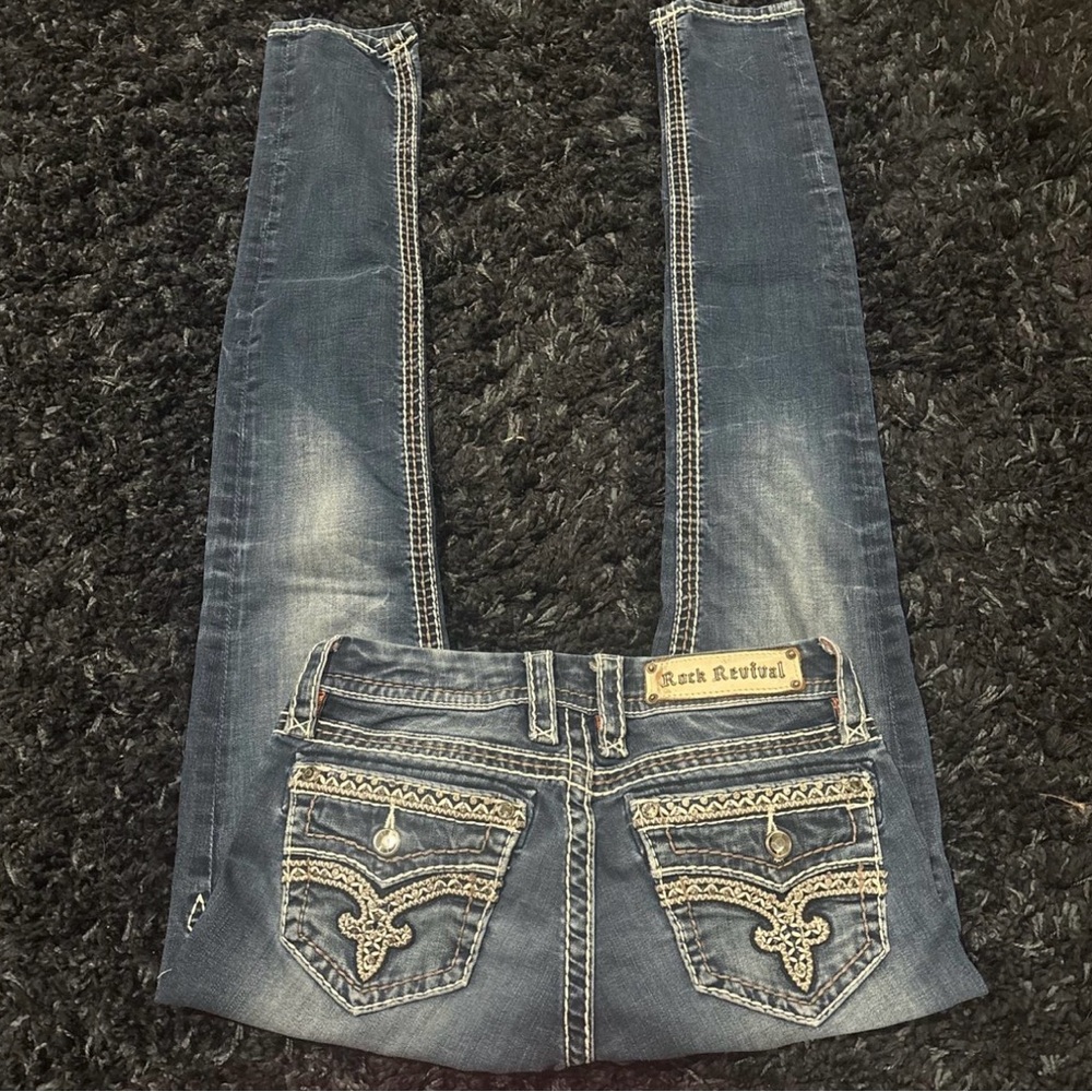 Rock Revival Blue Embellished Jeans